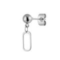 Polierter Edelstahl-Ohrstecker in Silber mit hängendem hohlem ovalem Anhänger - Ovaler Anhänger (Stahlfarbe 2)