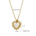 Collana a cuore dorata con inserto in madreperla e bordo perlato, 40+5cm - Stile Cuore Madreperla Bordo a Sfere (XBN250937-23)