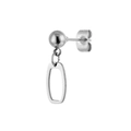 Fashionable titanium steel stud earring with a hanging rectangular cutout pendant on white background - Rectangular Hollow Dangle (Steel Color 40)