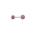 Barbell piercing sieraden met metalen staafje en sprankelende roze strass-steentjes bollen - Lichtpaars