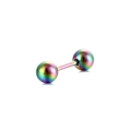 Piercing haltère en acier inoxydable arc-en-ciel poli avec deux boules arrondies - Arc-en-ciel