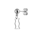 Minimalist silver stainless steel stud earring with a dangling wavy hollow pendant - Wave Dangle (Steel Color 8)