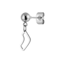 Sleek silver stainless steel ball stud earring with a geometric hollow pendant charm - Irregular Geometric Dangle (Steel Color 9)