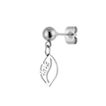 Minimalist silver stainless steel drop earring with hollow leaf and flower pattern - Flower Leaf Dangle (Steel Color 10)