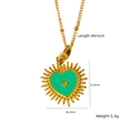 Collana a cuore in acciaio al titanio dorato con ciondolo a stella in smalto verde - Stile Cuore Luce Stellare Verde (XBN250937-31)