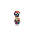 Detail van de dubbelzijdige kraakbeenpiercing met gekleurde kristallen op roestvrij staal - Maat 5 / Kleurrijk