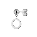 Polished silver stainless steel stud earring with a minimalist geometric circle drop pendant - Circle Dangle (Steel Color 13)