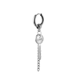 Unisex silver stainless steel hoop earring featuring a key pendant and love engraving - Key Pendant Style