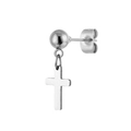 Sleek silver stainless steel stud earring featuring a classic cross pendant design - Cross Dangle (Steel Color 14)