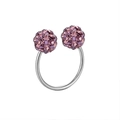 Dettaglio di un anello al naso a U argento con due sfere pavimentate in cristallo lavanda - Viola chiaro