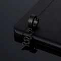Punk black stainless steel hoop earring featuring a curved snake pendant design for men - Black Snake