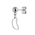 Polished stainless steel stud earrings featuring a minimalist hollow bean drop pendant - Bean Dangle (Steel Color 17)