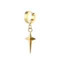 Polished gold stainless steel hoop earrings with 3D North Star pendant minimalist jewelry - Gold