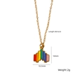 Collana con ciondolo a cuore in smalto arcobaleno in acciaio al titanio dorato, 40+5cm - Stile Pendente Geometrico Arcobaleno (XBN250937-37)