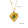 Collana a cuore dorata con gemma verde e motivo a raggiera, misura 22,8x18,2 mm - Stile Cuore Radiale Gemma Verde (XBN250937-39)