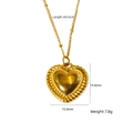 Collana con pendente a cuore dorato in acciaio titanio, catena 45+5cm e bordo a fune - Stile Cuore Lucido Bordo Corda (XBN250937-40)