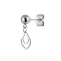 Detail of silver stainless steel earring featuring a teardrop pendant and ball stud - Hollow Waterdrop Dangle (Steel Color 25)