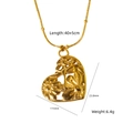 Collana con ciondolo a cuore traforato oro con motivo floreale e catena 40+5cm - Stile Cuore con Fiore Traforato (XBN250937-42)