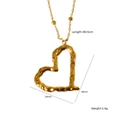 Collana a cuore dorata con texture lava, pendente irregolare e catena a sfere - Stile Cuore Martellato Lava (XBN250937-43)