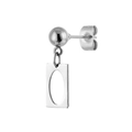 Polished silver stainless steel ball stud earrings with hollow rectangular drops - Rectangle Oval Dangle (Steel Color 31)