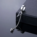 Titanium steel feather chain ear cuff with triangle drop and cone pendant for men - Steel Color Triangle Dangle Ear Clip