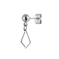 Silver stainless steel stud earrings with minimalist hollow diamond-shaped pendants - Rhombus Dangle (Steel Color 36)