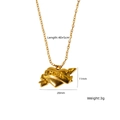 Collana a cuore in acciaio al titanio dorato con incisione MOM e ciondolo a freccia - Stile Cuore MOM Freccia (XBN250937-50)