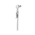 Silver stainless steel ear stud featuring a unique fishbone pendant and long tassel chain - Fishbone Stud Earrings