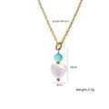 Collana in acciaio al titanio dorato con cuore in madreperla bianca e perline turchesi - Stile Cuore Bianco Perla Turchese (XBN250937-51)