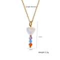 Collana cuore dorata con perla bianca e perline colorate sfaccettate catena 40cm - Stile Cuore Bianco Perle Colorate (XBN250937-52)