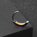 Rainbow plated stainless steel belly button ring with hinged opening mechanism - Rainbow