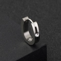 Orecchino a cerchio in acciaio inossidabile lucido con zircone rotondo brillante - Colore acciaio