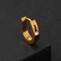 Orecchino a forma di U in acciaio al titanio dorato con zircone ad angolo di 45 gradi - Oro