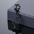 Gothic black snake drop earrings in stainless steel with textured matte finish - Snake Pendant Style / Black
