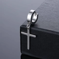 Minimalistische silberne Edelstahl Kreuz-Ohrringe mit poliertem Spiegel-Finish für Unisex - Minimalistischer Kreuzstil (Stahlfarbe 2)