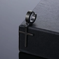 Pendientes de aro de acero de titanio negro con colgante de cruz para unisex - Estilo de Cruz Minimalista (Negro 2)