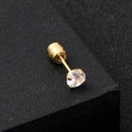 Titanstahl-Ohrstecker mit goldfarbenem Schraubverschluss und klarem Zirkonstein - 2.0mm / Gold