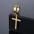 Pendiente de cruz en acero inoxidable dorado sobre soporte negro con textura - Estilo de Cruz Minimalista (Dorado 2)