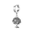 Detalle de pendiente de aro en acero inoxidable con colgante del árbol de la vida - Pendiente Árbol de la Vida