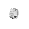Polished titanium steel U-shaped huggie earrings with sparkling clear zircon inlay for men - Silver