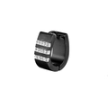 Polished black titanium steel U-shaped huggie earrings with white rhinestones - Black