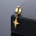 Pendientes de aro en acero inoxidable dorado con colgante minimalista de estrella - Estilo Estrella de Cuatro Puntas (Dorado 5)
