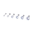 Set aus sechs silbernen Titanstahl-Ohrsteckern mit Zirkonia-Steinen in Gradientengröße - 3mm / Stahlfarben
