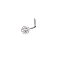 Piercing naso a forma di L classico con pallina d'argento e brillanti zirconi incastonati - Bianco
