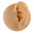 Exquisite copper marquise cubic zirconia wreath stud earrings on a realistic ear model - Wreath Round Style (B1374) / Silver