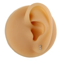 Exquisite silver star stud earrings with zirconia stones on a realistic ear model - Star Meteor Style (B1467) / Silver