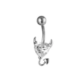 Piercing ombelico a cuore di diavolo in acciaio inossidabile con zircone lucido - Argento