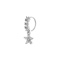 Macro detail of silver nose ring with cubic zirconia cross and hanging star pendant - Five-pointed Star Pendant Style / Silver
