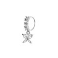 Silver butterfly nose ring with sparkling cubic zirconia crystals on white background - Butterfly Charm Style / Silver