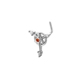 Silver L-shaped nose stud featuring star design with vibrant red and white zircons - Five-Pointed Star Style (B1432) / Silver